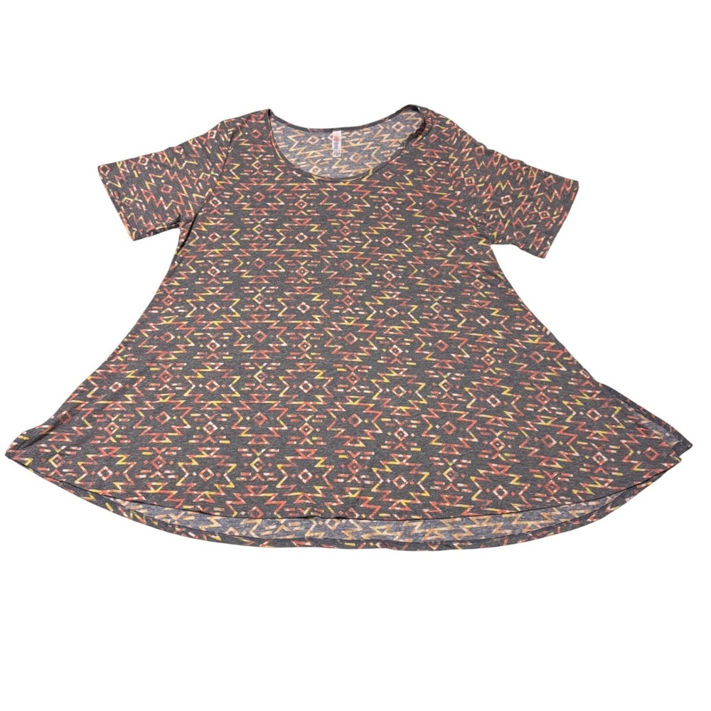 LuLaRoe Perfect T Top Southwestern NWT Gray Geometric Short Sleeve Tunic 3XL